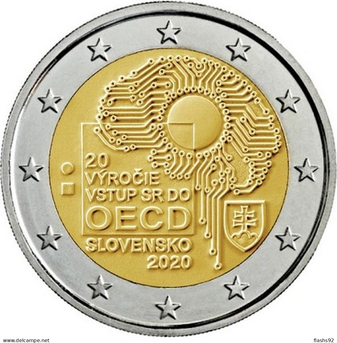 La 2 Euro Commemorative Slovaquie 2020 20 Ans Dans L'OCDE OECD UNC - Slovakia