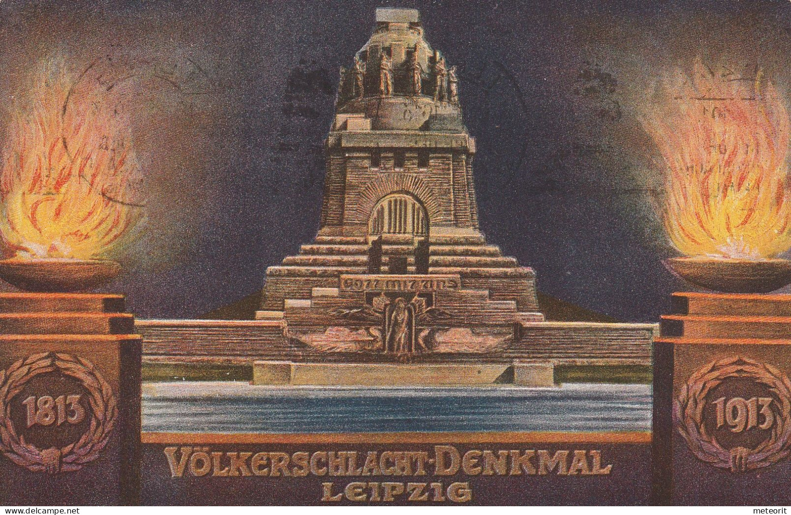 Privatpostkarte MiNr. PP 27 C 179 02, VÖLKERSCHLACHTDENKMAL, Gestempelt SST 18.10.1913, 5 Pf. Germania Grün - Autres & Non Classés