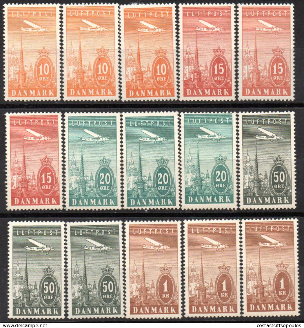 2359.DENMARK, 1934 AIR #6-10 X 3 MH - Poste Aérienne