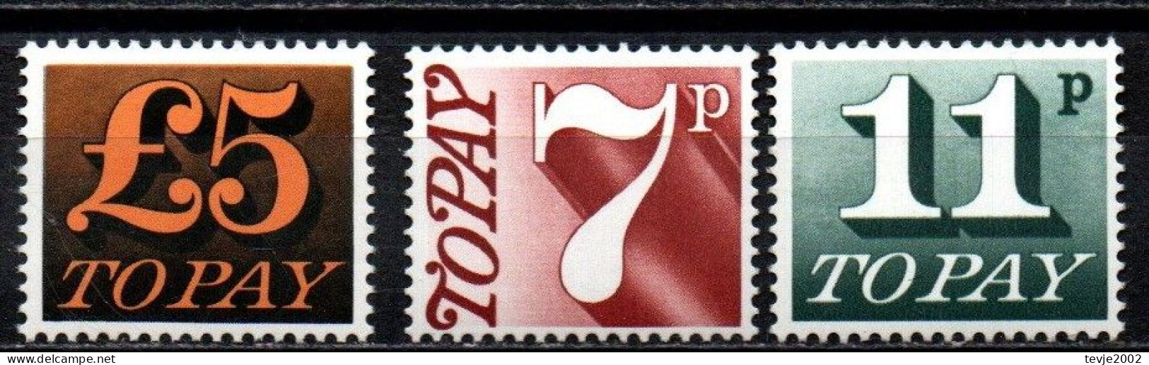 Großbritannien 1973 - 1975 Portomarken - Mi.Nr. 86 - 88 - Postfrisch MNH - Portomarken