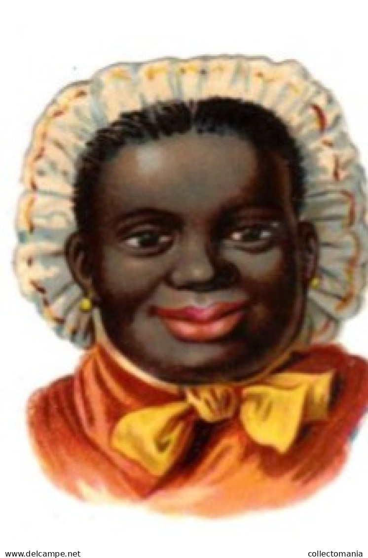 5 Scraps  Découpis  Black People  Funny  Children's Heads - Kinder