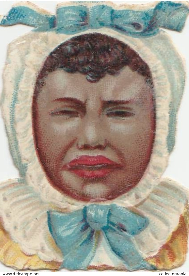 5 Scraps  Découpis  Black People  Funny  Children's Heads - Infantes