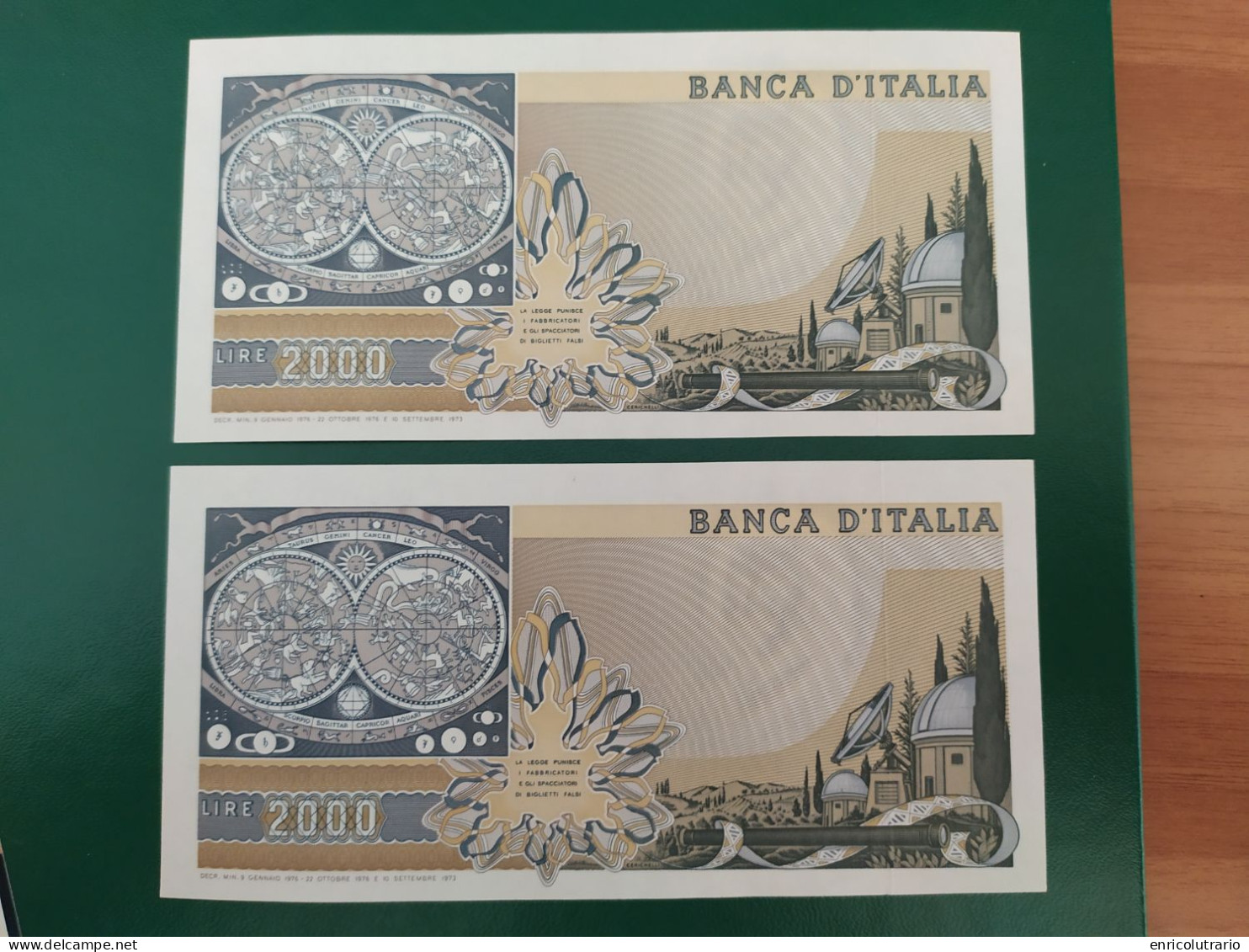 LOTTO 2PZ. SEQUENZA 2000 LIRE GALILEI BAFFI/STEVANI - 2000 Lire