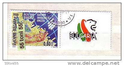 2000 Exhibition EXPO 2000 Hanover   1v.+ Vignette (used/oblitere) Bulgaria/ Bulgarie - Oblitérés