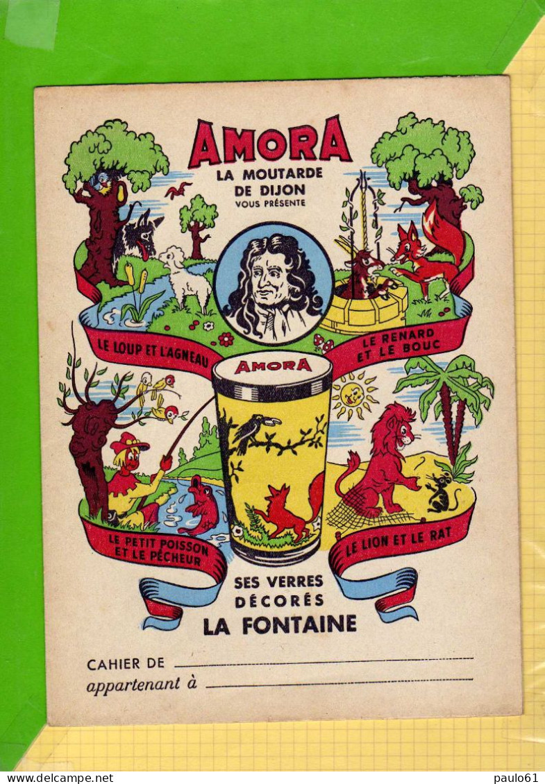 PROTEGE CAHIER   : AMORA Moutarde De Dijon  Les Fables De La Fontaine - Book Covers