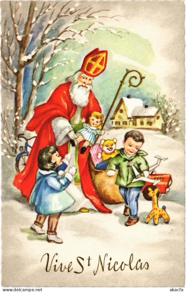 PC SAINT NICHOLAS, VIVE ST NOCLAS, Vintage EMBOSSED Postcard (b51273) - Nikolaus