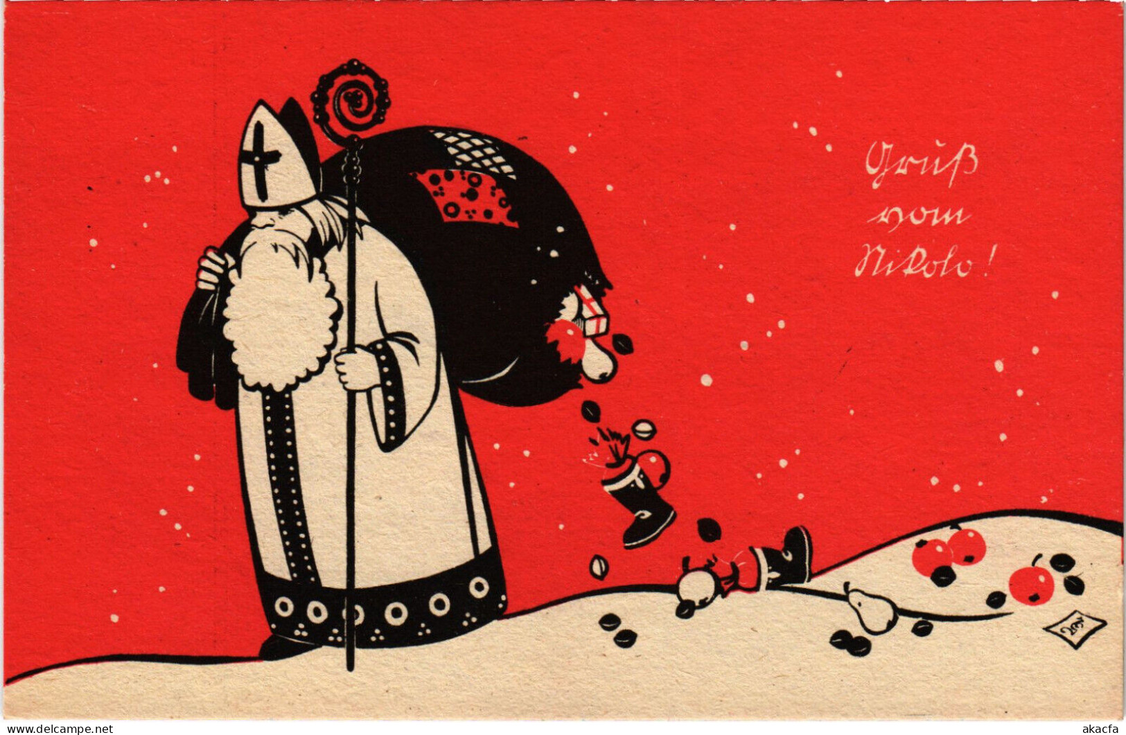 PC SAINT NICHOLAS, GRUß VOM NIKOLO, Vintage Postcard (b51281) - Saint-Nicolas