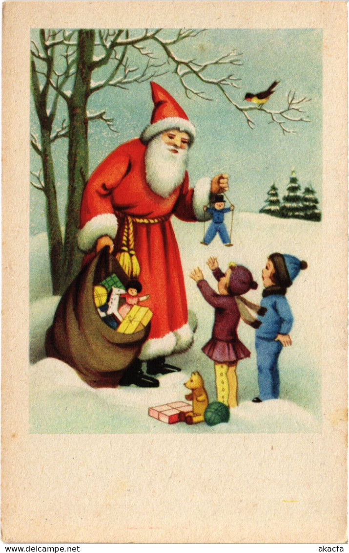 PC SAINT NICHOLAS IN THE SNOW WITH PRESENTS, Vintage Postcard (b51278) - Saint-Nicolas