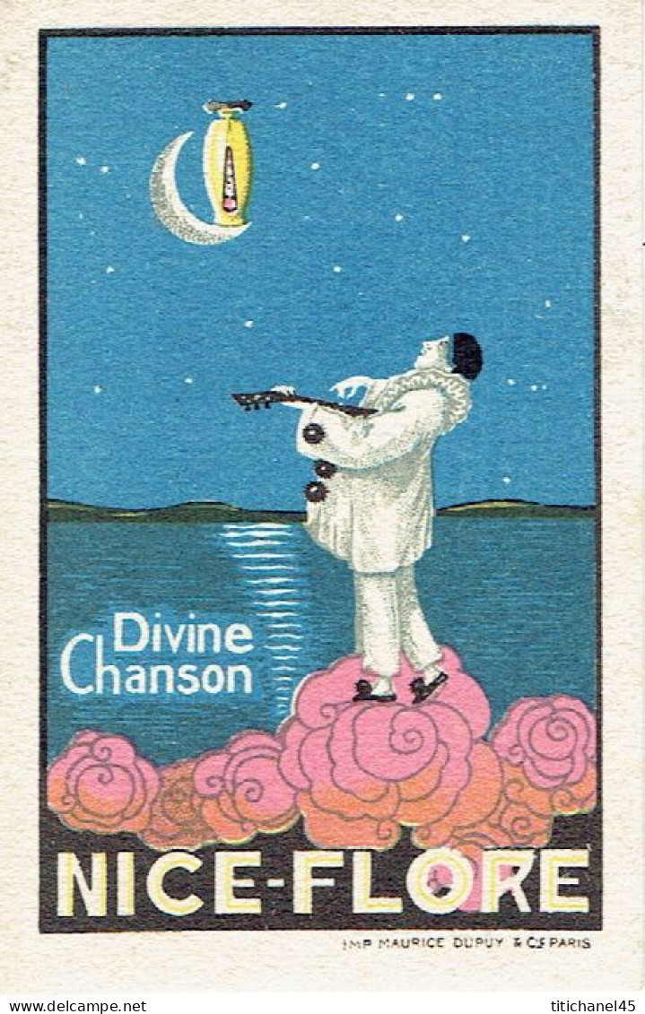 Carte Parfum DIVINE CHANSON De NICE-FLORE - Antiguas (hasta 1960)