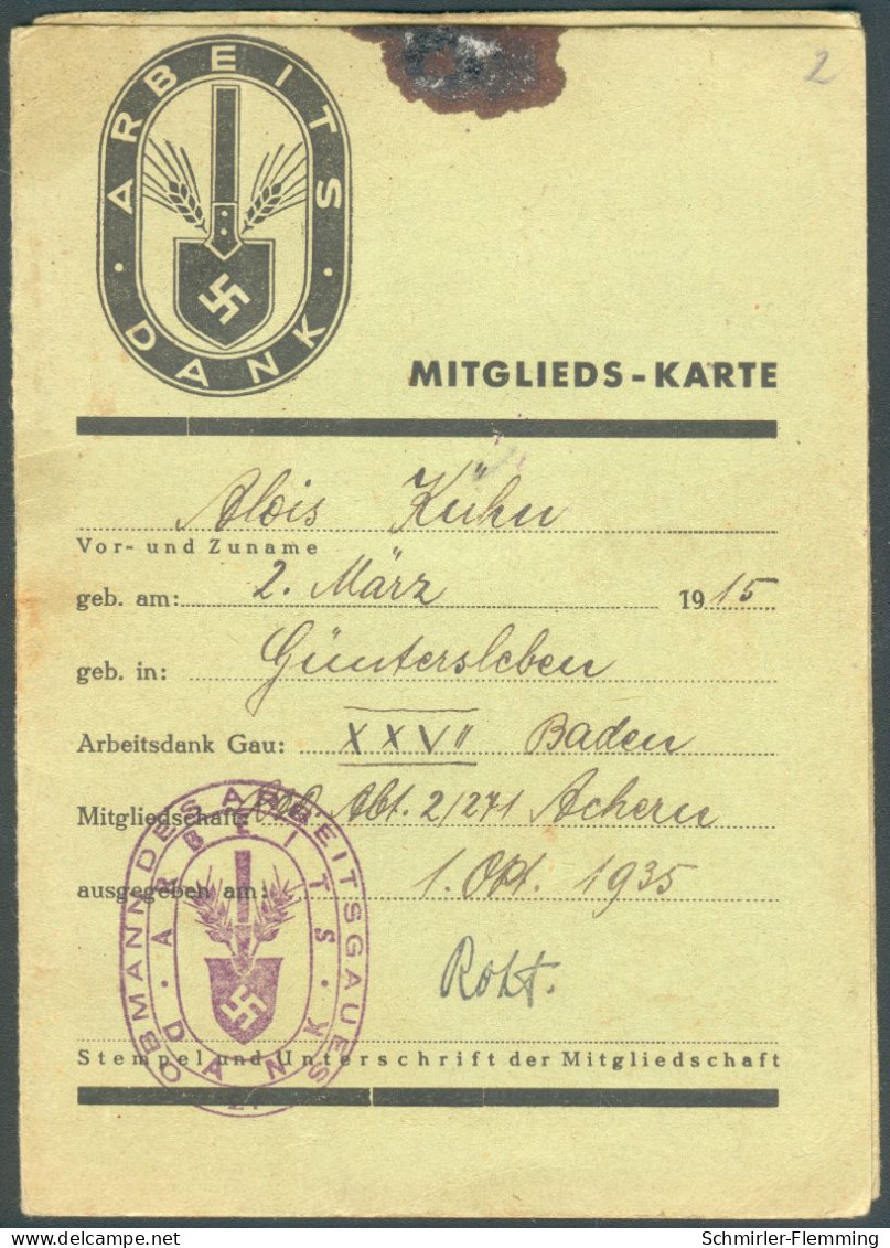 Deutsches Reich Mitglieds-Karte Reichsarbeitsdienst (RAD) 1.Okt. 1935 Mit 2 Foto's Dazu !!! RARITÄT !!! - Allemagne