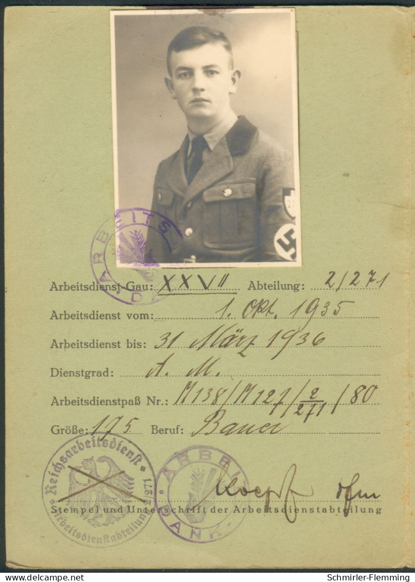 Deutsches Reich Mitglieds-Karte Reichsarbeitsdienst (RAD) 1.Okt. 1935 Mit 2 Foto's Dazu !!! RARITÄT !!! - Germania