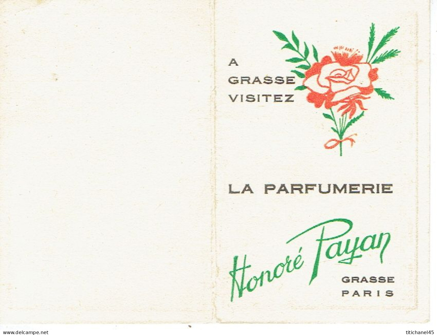 Carte Double La PARFUMERIE Honoré PAYAN - GRASSE - PARIS - Calendrier De 1959 Au Verso - Vintage (until 1960)