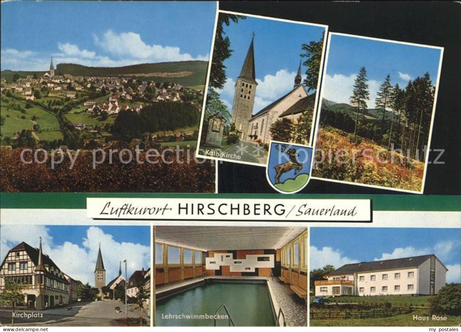 72035572 Hirschberg Westfalen Kirche Platz Hallenbad Panorama Luftkurort Sauerla - Warstein