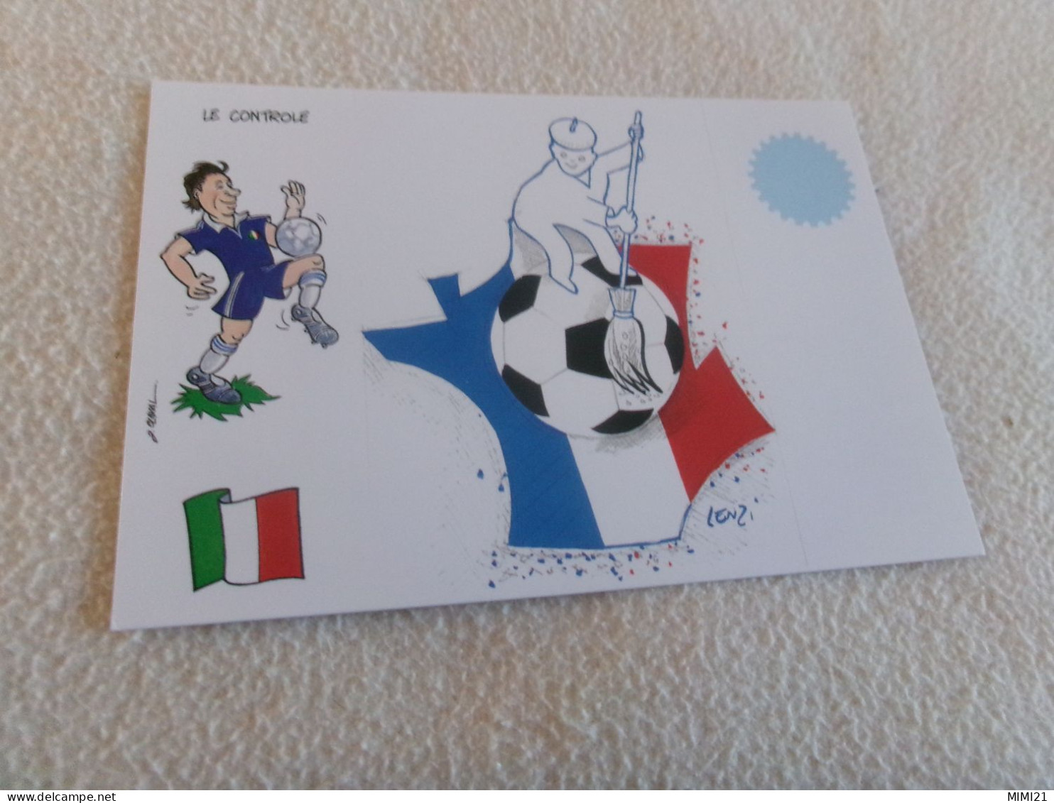 BELLE ILLUSTRATION HUMORISTIQUE COUPE DU MONDE DE FOOTBALL 1998."ITALIE ..LE CONTROLE" .signe LENZI..CLAVAL - Lenzi