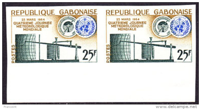 Gabon (1964) Imperforate Pair. World Meteorology Day. Scott No 170, Yvert No 168. - Clima & Meteorología