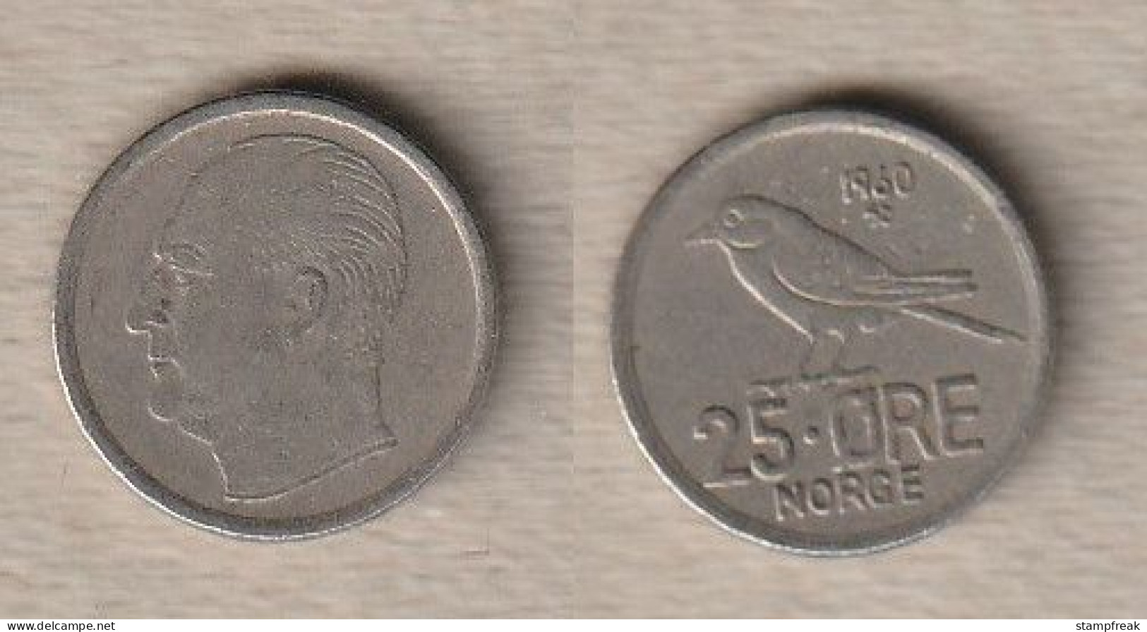 00304) Norwegen, 25 Öre 1960 - Norvège