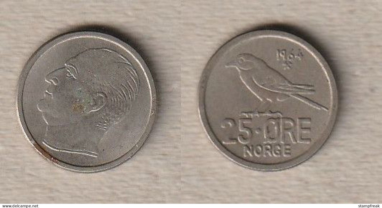00303) Norwegen, 25 Öre 1964 - Norway