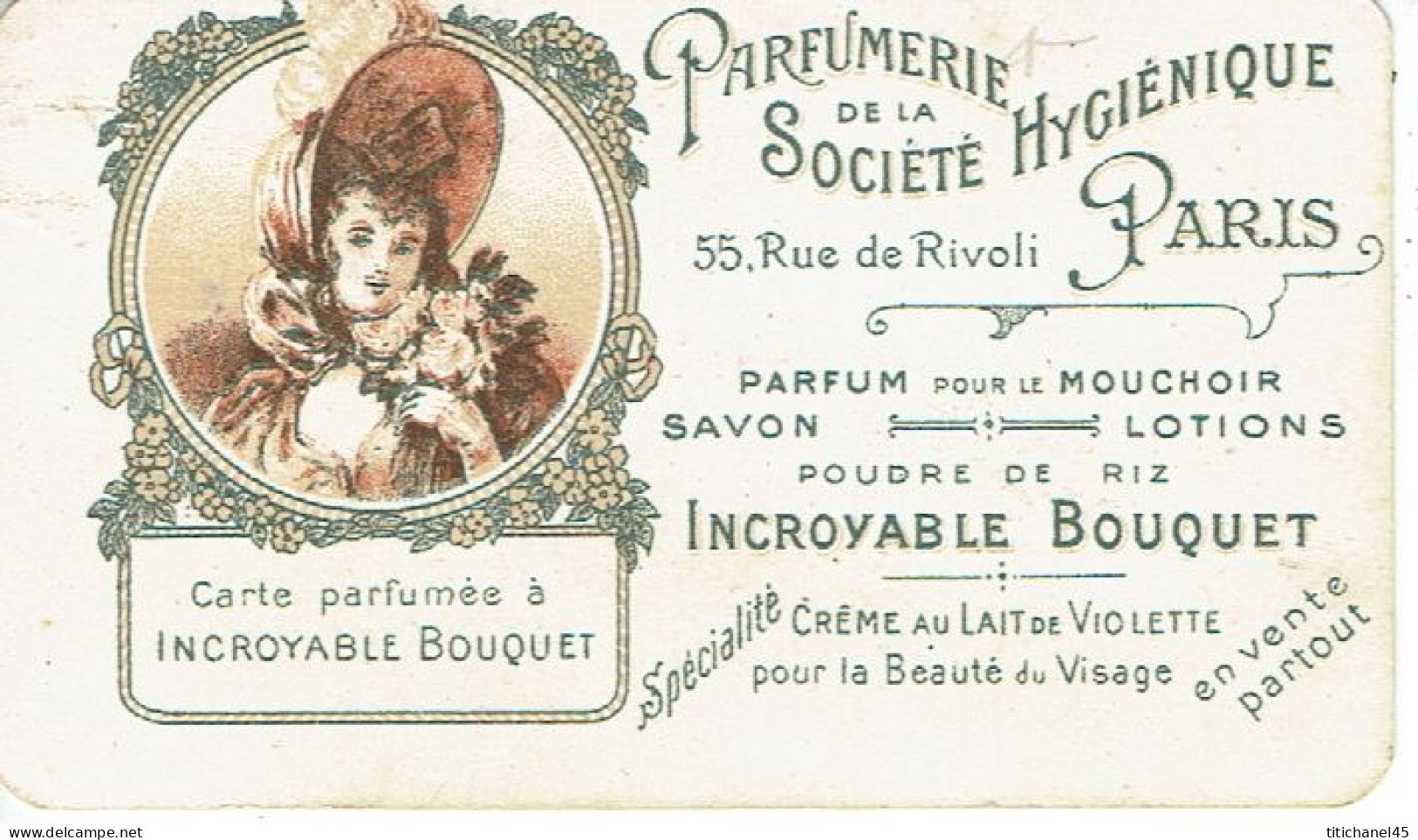 Carte Parfum INCROYABLE BOUQUET PARFUMERIE De La SOCIETE HYGIENIQUE - CHAUSSURE INCROYABLE à ALENCON - Profumeria Antica (fino Al 1960)