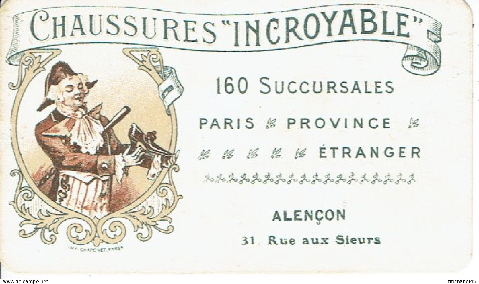 Carte Parfum INCROYABLE BOUQUET PARFUMERIE De La SOCIETE HYGIENIQUE - CHAUSSURE INCROYABLE à ALENCON - Oud (tot 1960)