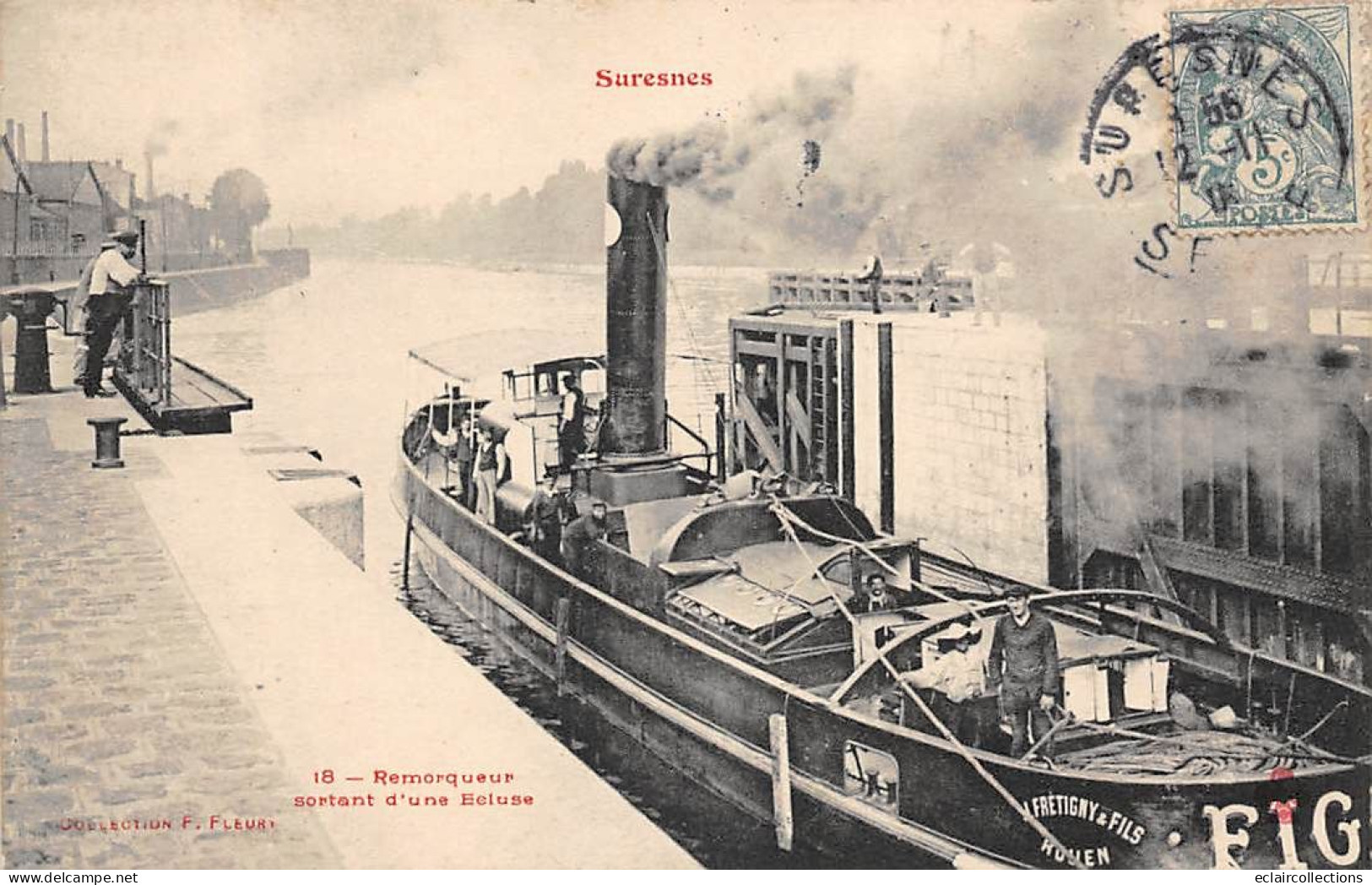 Suresnes         92         Remorqueur Sortant D'une écluse      N° 18    (voir Scan) - Suresnes