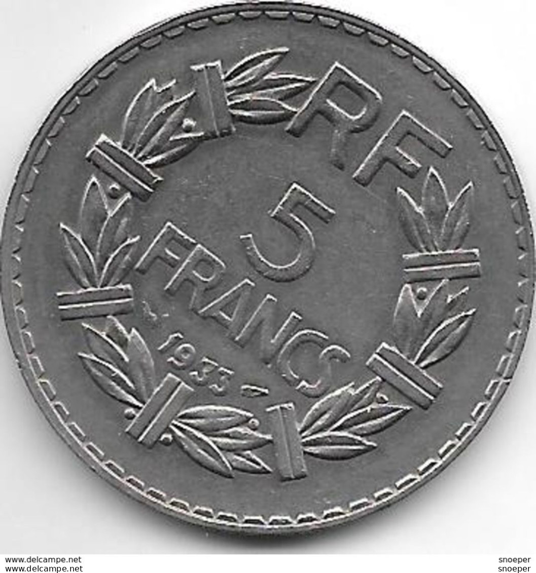 France  5 Francs  1933 Km 888    Xf - 5 Francs