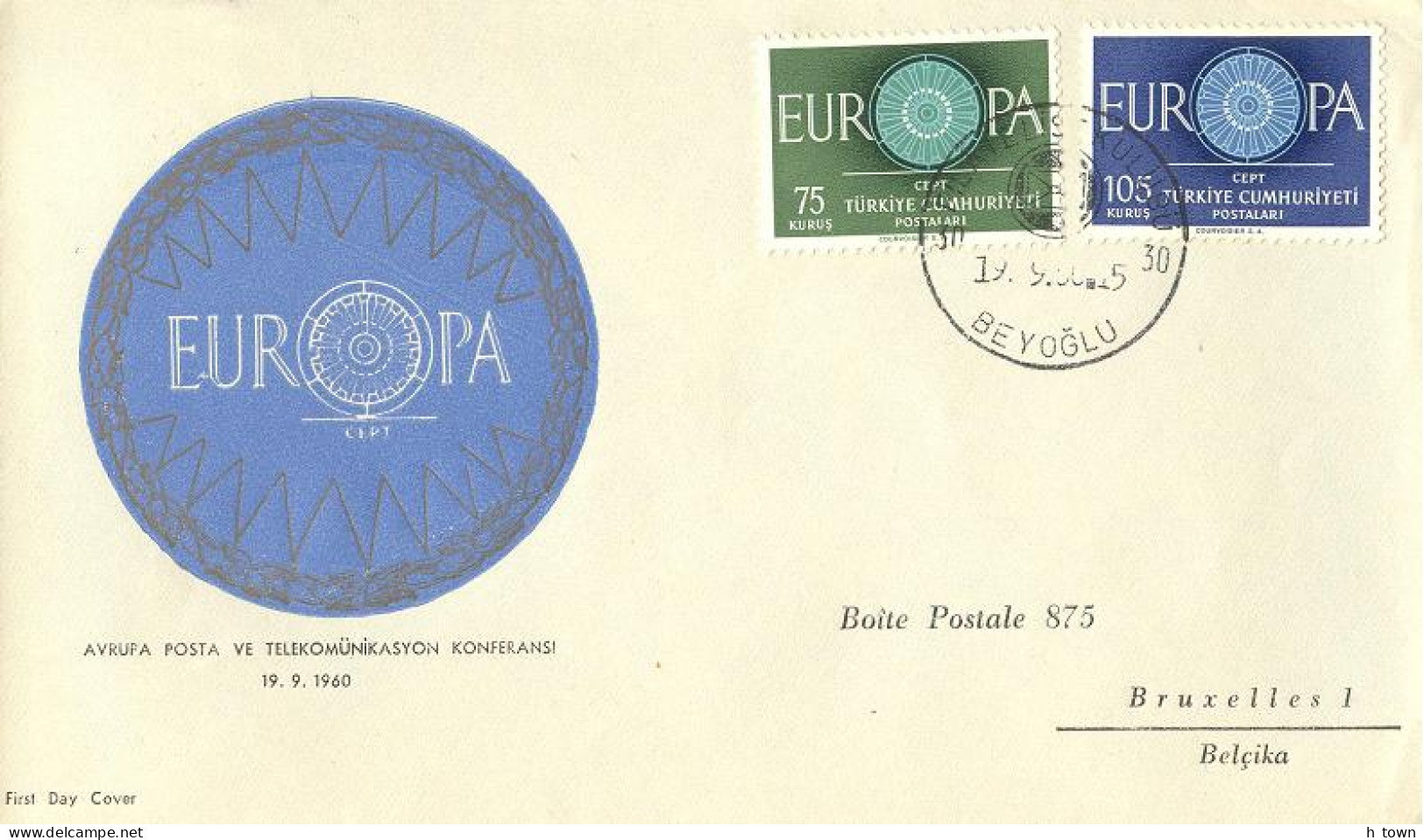 728  Turquie Europe CEPT 1960: Env. 1er Jour - Cote !!! - FDC From Turkey. Turkije Europa - 1960