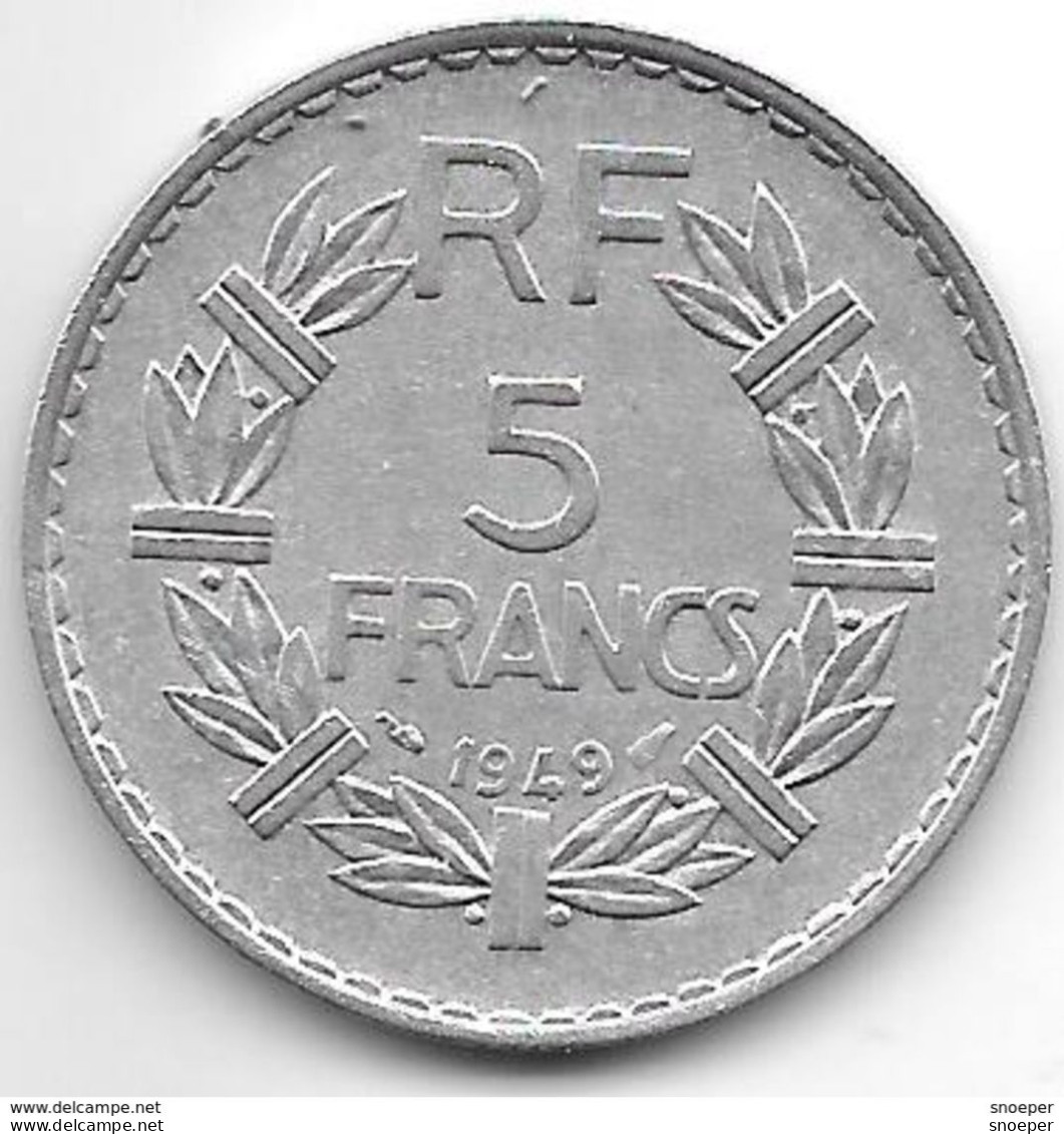 France  5 Francs  1949 Closed 9 Km 888b.1    Xf++ - 5 Francs