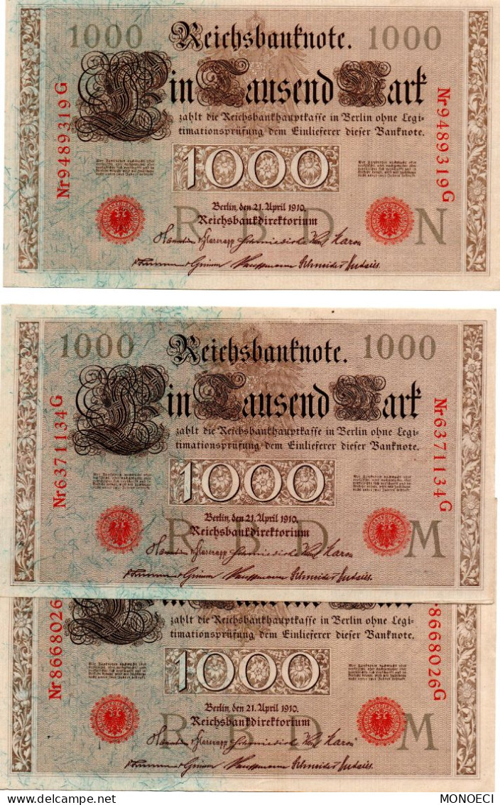 ALLEMAGNE -- Reichsbanknote -- 1.000 Mark Berlin, Den 21April 1910 - 1000 Mark