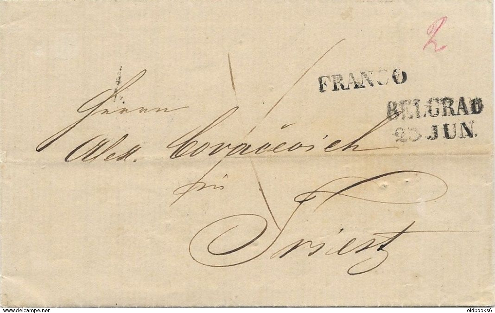 ÖSTERREICHISCHE POST LEVANTE,Cholerapost, 1860 BELGRAD N. Triest, Rarer Ovalstpl. Von SEMLIN - ...-1850 Vorphilatelie