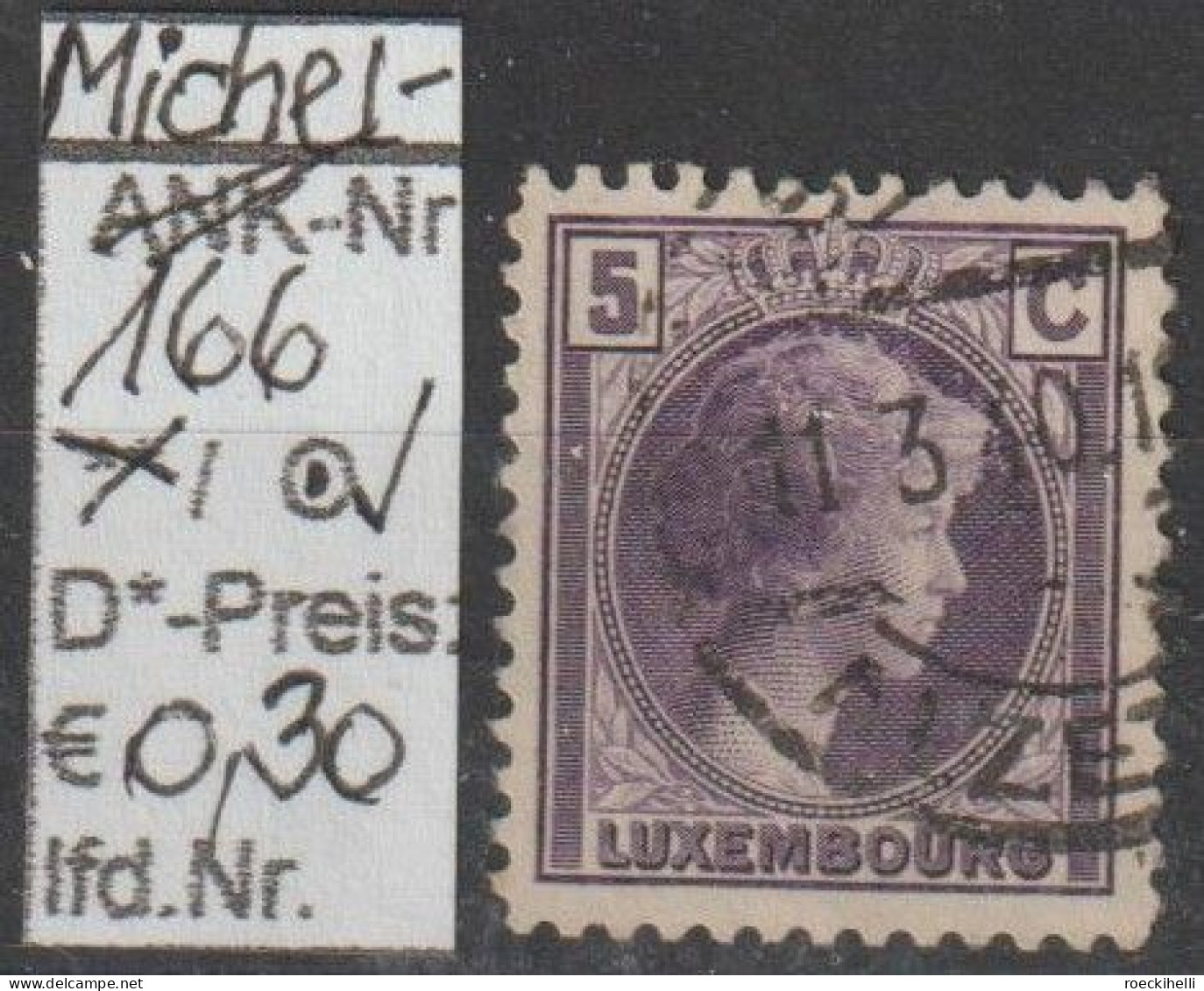 1926 - LUXEMBURG - FM/DM "Großherzogin Charlotte" 5 C Violett - O  Gestempelt - S.Scan (Lux 166o) - 1926-39 Charlotte Rechterzijde