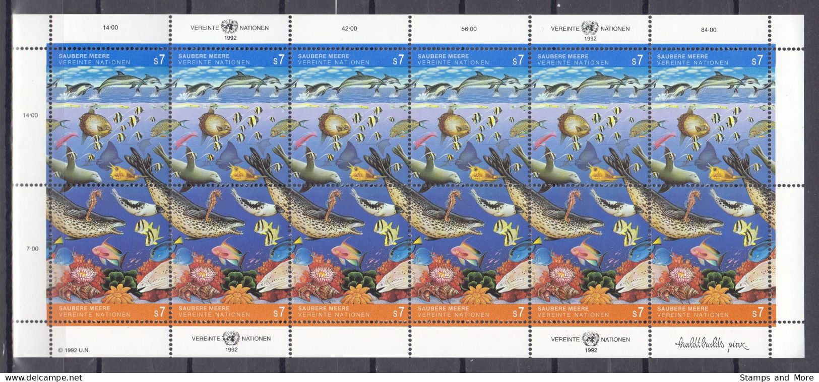 United Nations VIENNA 1992 Kleinbogen Mi 127-128 MNH SEAL - DOLPHINS - Delfines