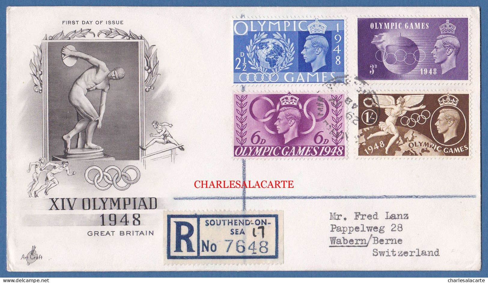 GREAT BRITAIN 1948  GEORGE VI  S.G. 495-498  LONDON OLYMPIC GAMES  ILLUSTRATED  F.D.C. - ....-1951 Pre-Elizabeth II