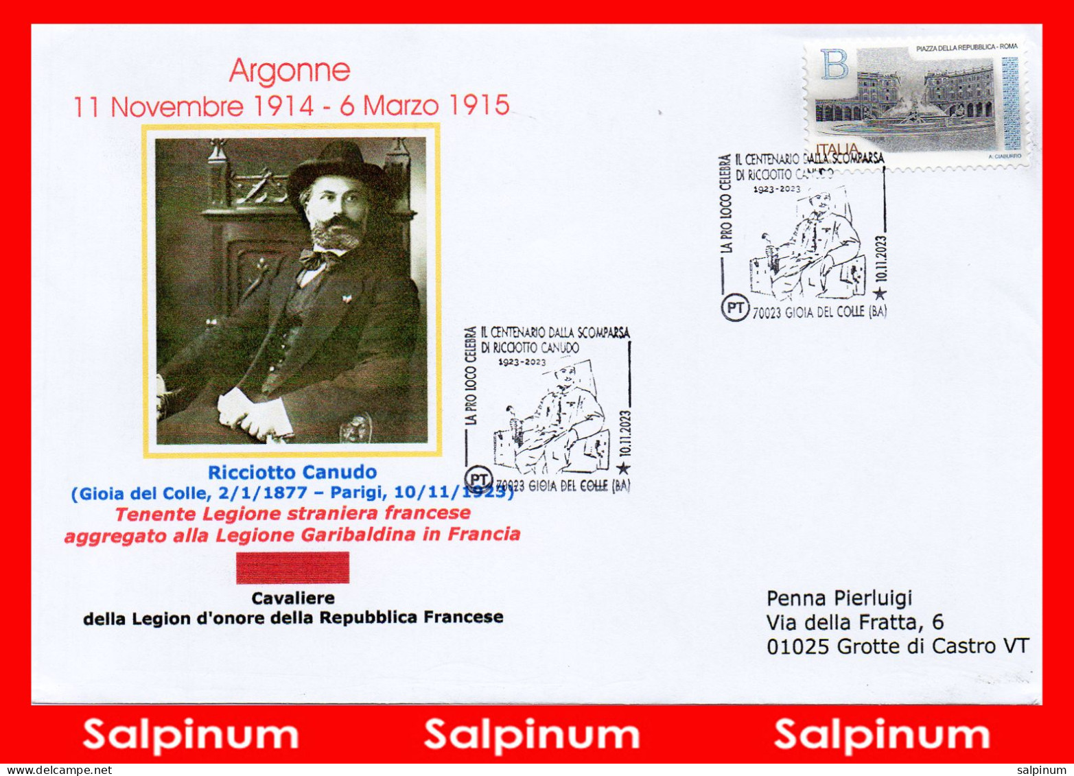 ANNULLO GRANDE GUERRA CANUTO RICCIOTTO GARIBALDINO ARGONNE - 2021-...: Poststempel