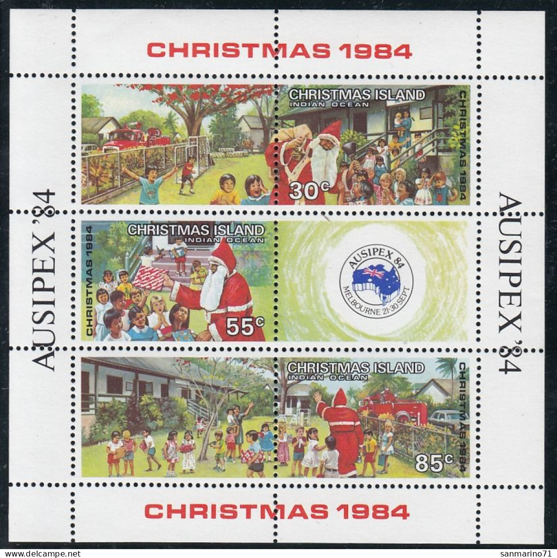 CHRISTMAS ISLAND Block 3,unused,Christmas 1984 (**) - Christmas Island