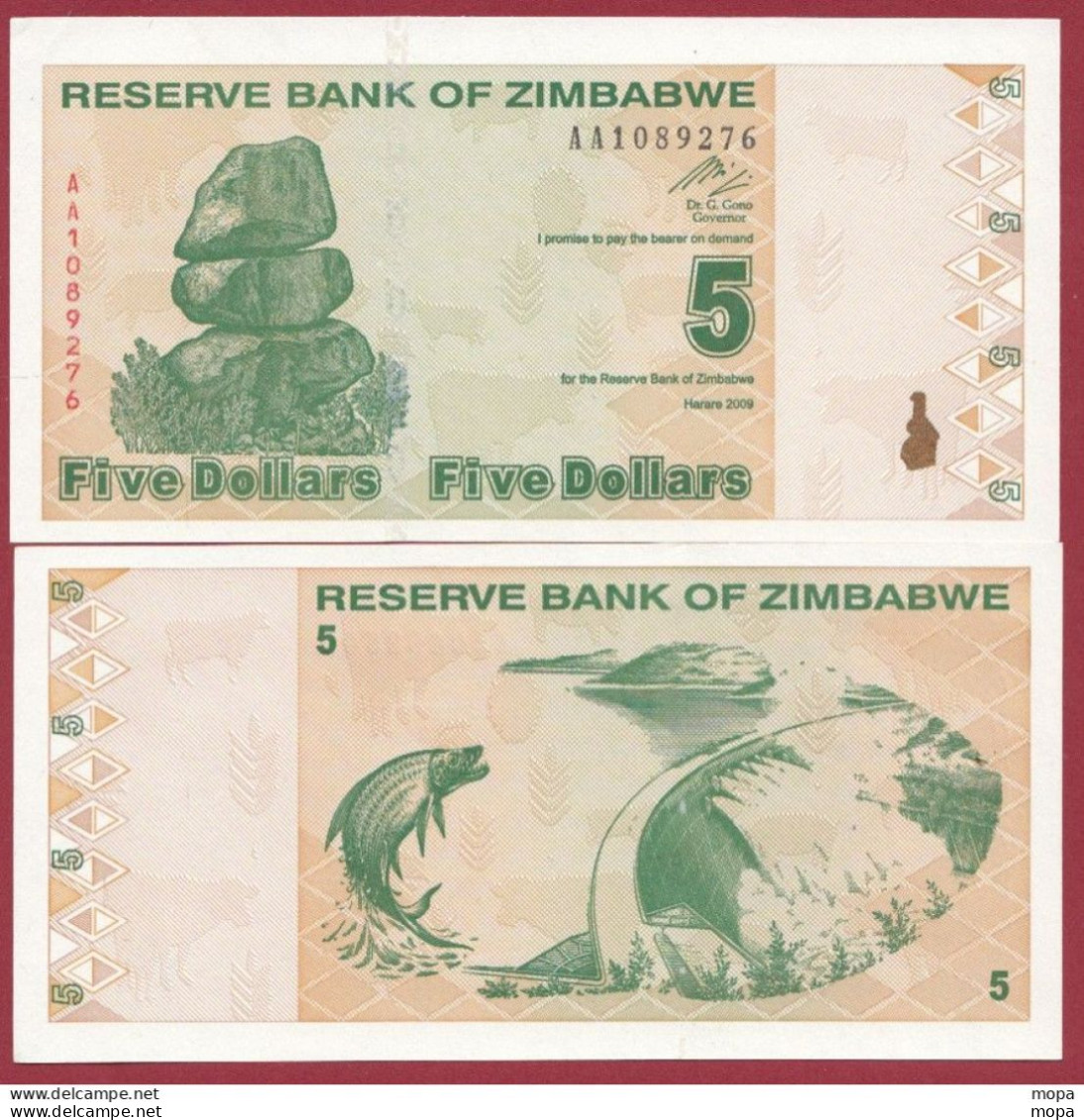 Zimbabwe --5 Dollars  2009---NEUF/UNC --(45) - Zimbabwe