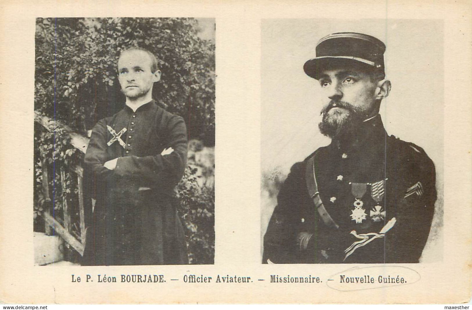 Le Père Léon Bourjade , Officier Aviateur  ( 2 Vues ) - Guinée Française