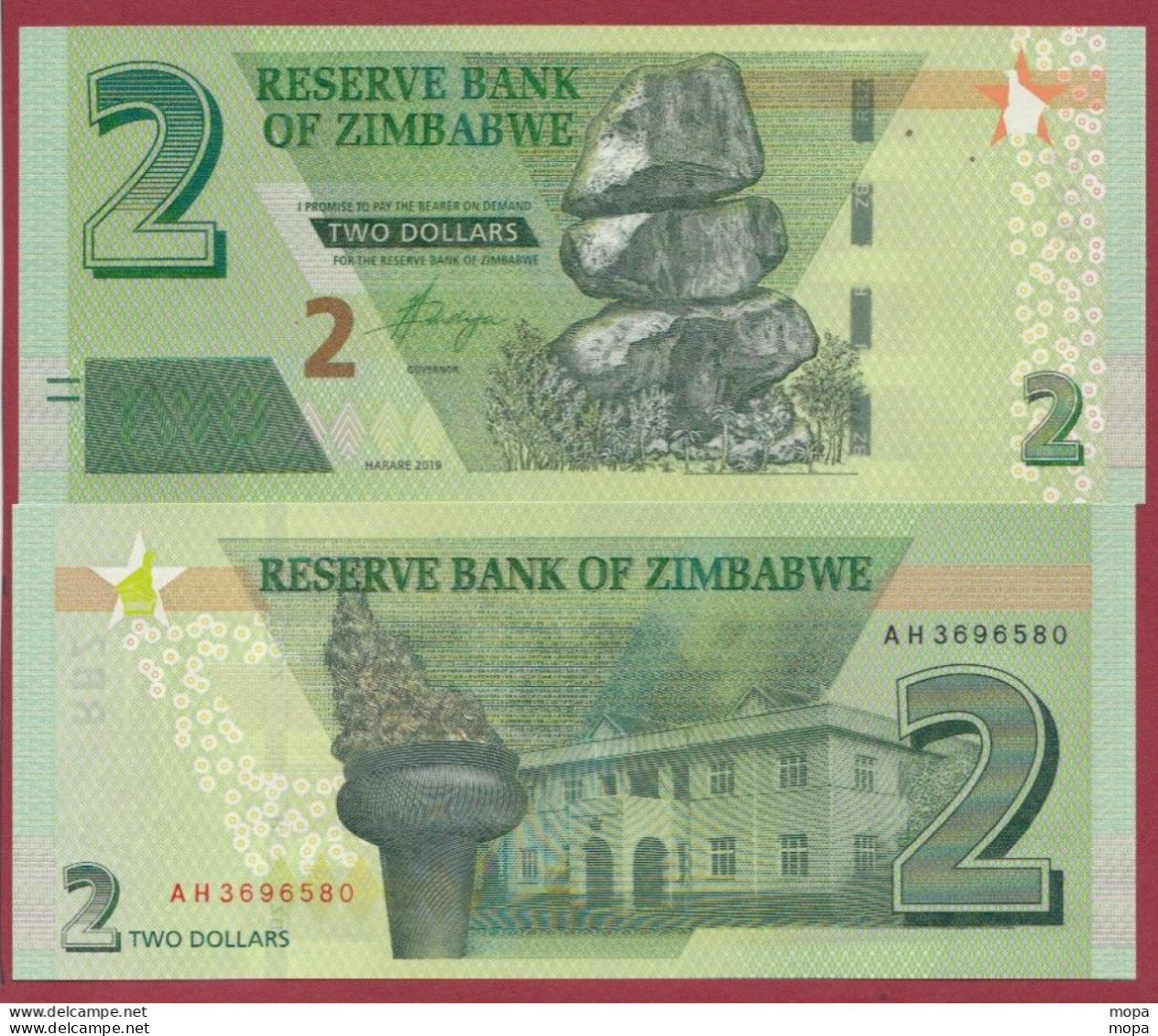 Zimbabwe --2 Dollars  2019---NEUF/UNC --(50) - Zimbabwe