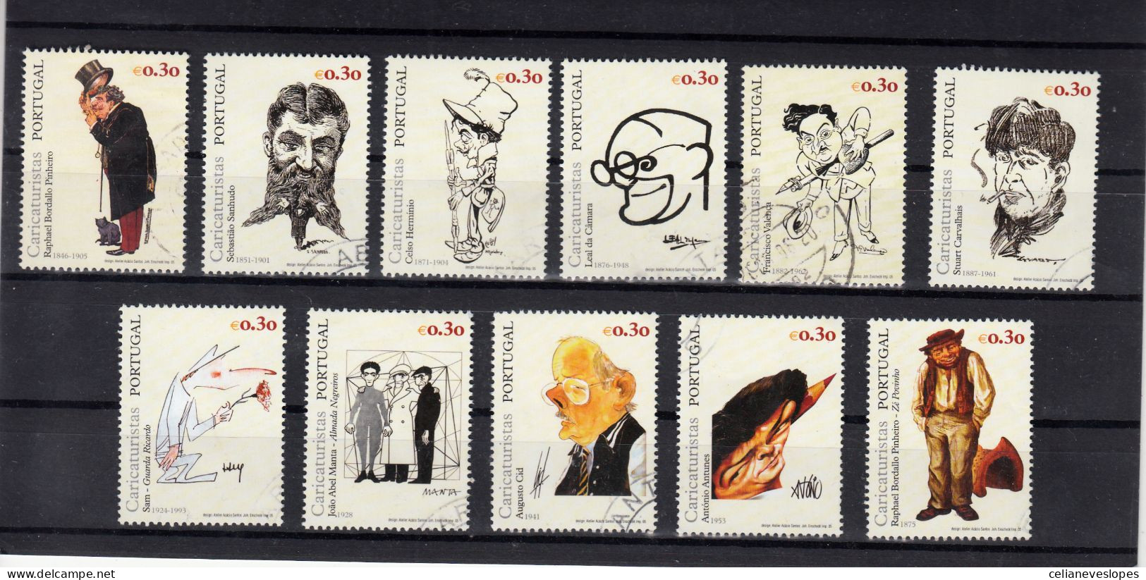 Portugal, (76), Caricaturistas Portugueses, 2005, Mundifil Nº 3256 A 3266 Used - Usati