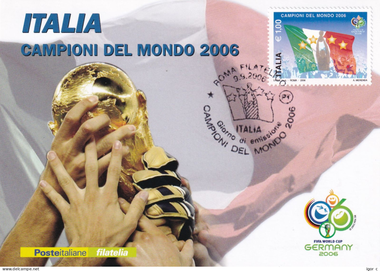 ITaly 2006 Maximum Card: Football Fussball Soccer Calcio; FIFA World Cup Germany; Italy Champion Italia Campioni - 2006 – Germania