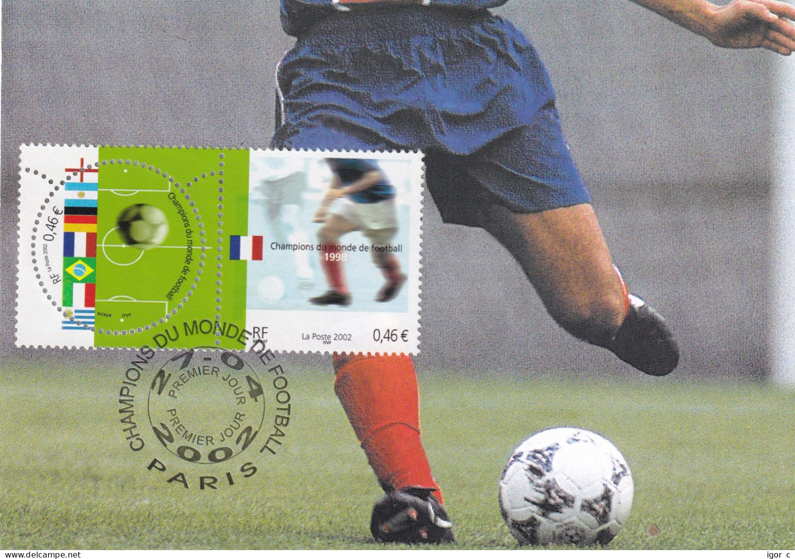 France 2002 Maximum Card: Football Fussball Soccer Calcio; FIFA World Cup Champions; France 1998 - Andere & Zonder Classificatie