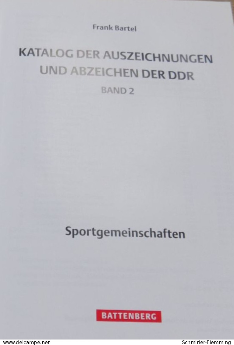 Spezialkatalog Frank Bartel "Auszeichnungen Und Abzeichen Der DDR" Band 2 -Sportgemeinschaften, 606 Seiten, NEU - DDR