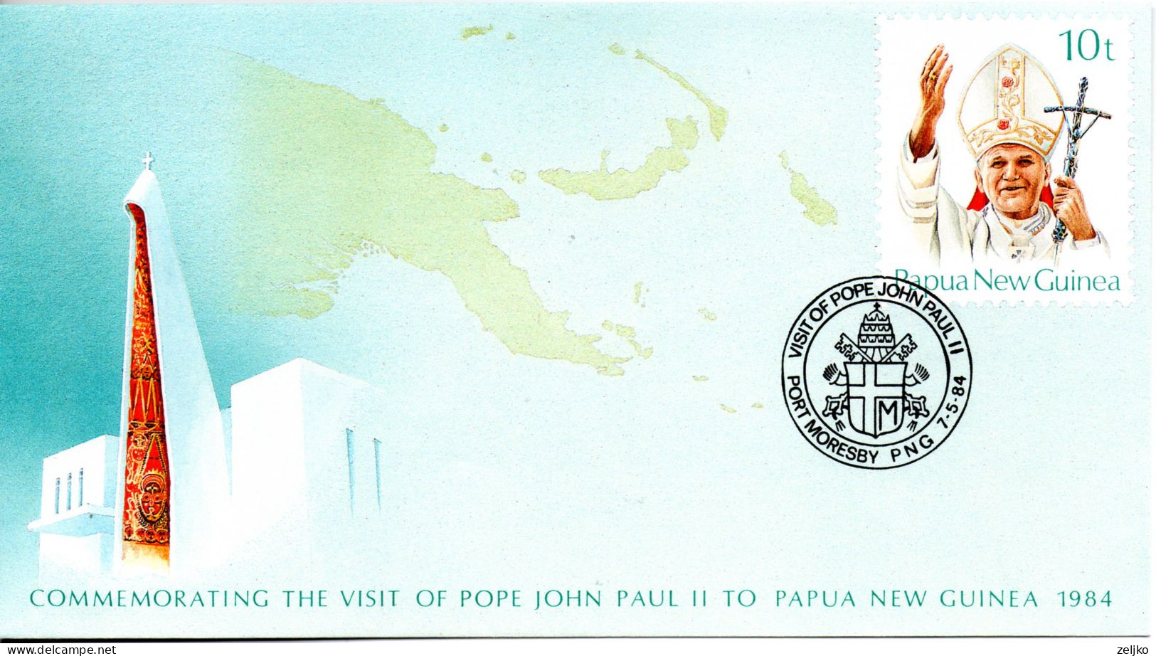 Papua New Guinea 1984, Visit Of Pope John Paul II, Stationery - Papouasie-Nouvelle-Guinée