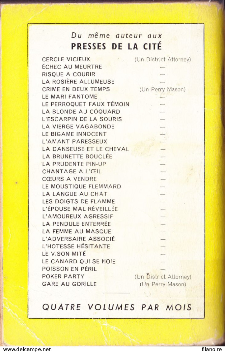 Erle Stanley GARDNER La Nymphe Négligente Un Mystère N°206 (1955) - Presses De La Cité