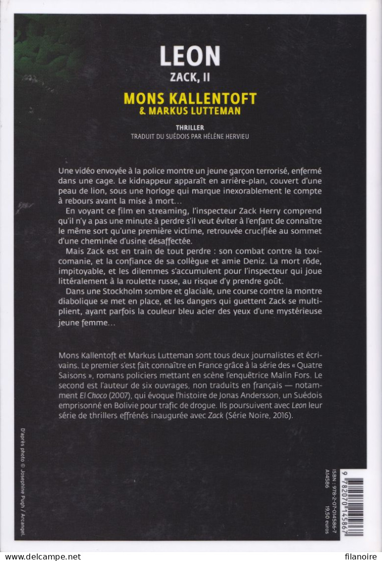 Mons KALLENTOFT & Markus LUTTEMAN Leon Zack Tome 2 Série Noire Grand Format (EO, 01/2017) - Série Noire