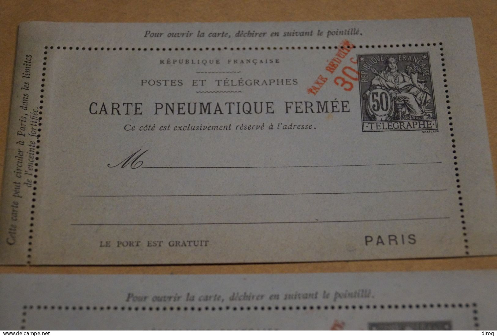 2 Carte Pneumatique + Surcharge,Taxe Réduite,très Bel état De Collection - 1859-1959 Nuovi