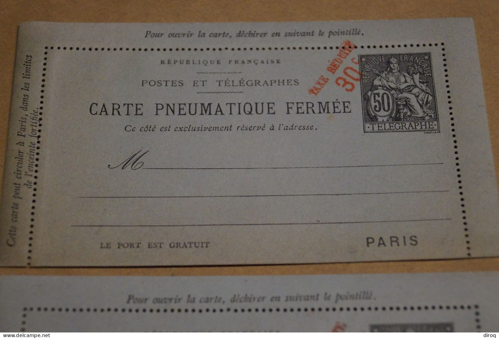 2 Carte Pneumatique + Surcharge,Taxe Réduite,très Bel état De Collection - 1859-1959 Neufs