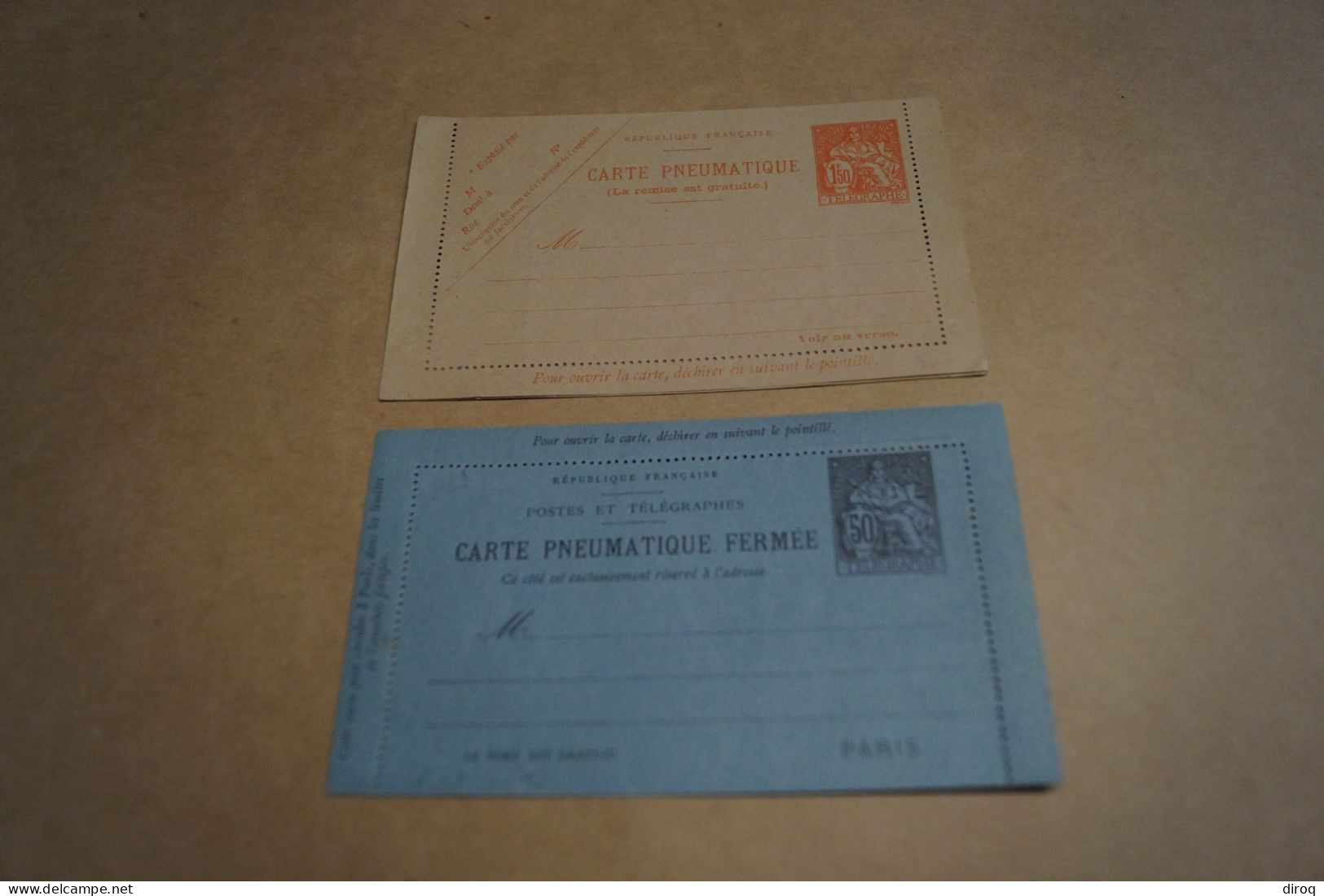 2 Carte Pneumatique 1,50 Et 0,50,état Neuf,très Bel état De Collection - Mint/Hinged