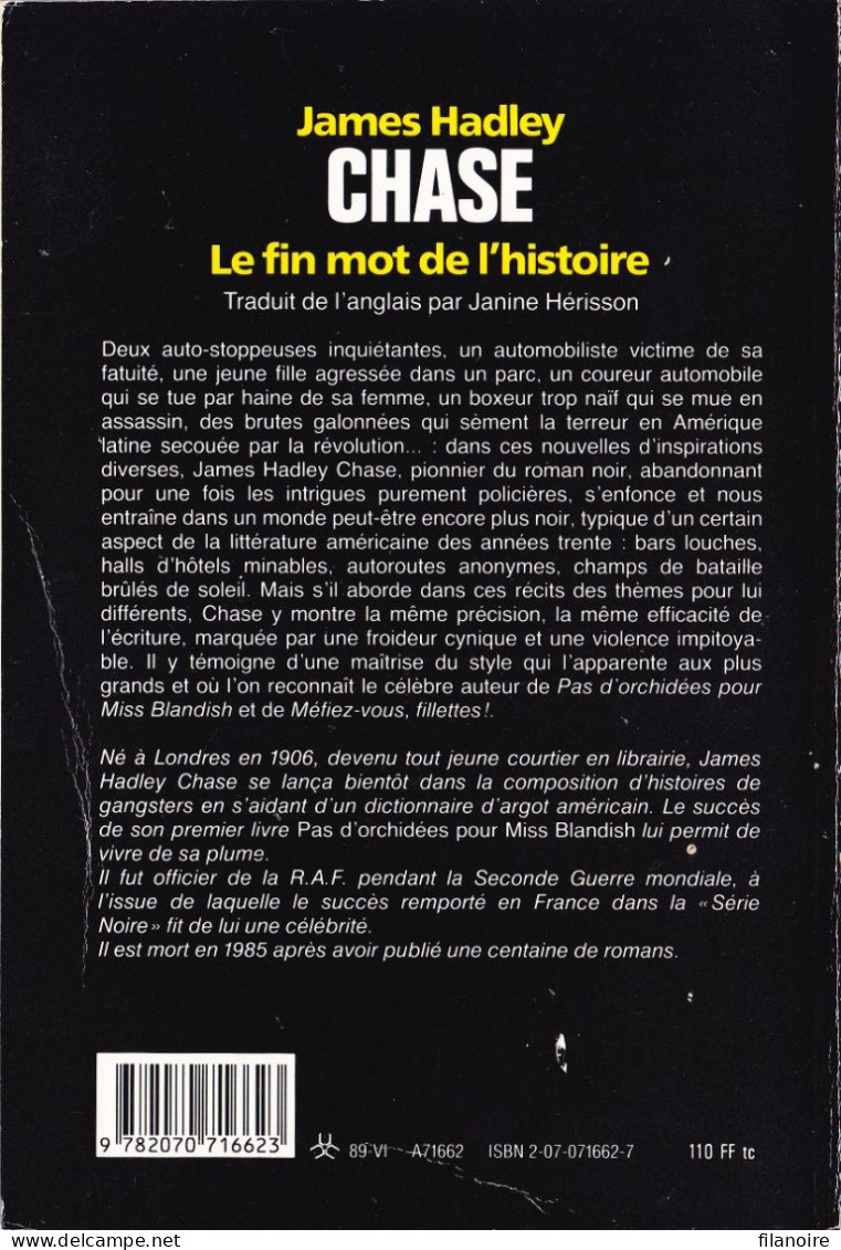 James Hadley CHASE Le Fin Mot De L’histoire (Gallimard, EO 05/1989, 14 Nouvelles) - NRF Gallimard