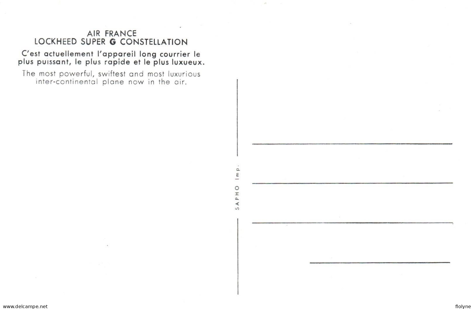 Aviation - Air France - Compagnie Aérienne - Avion LOCKHEED Super G Constellation - 1946-....: Modern Era