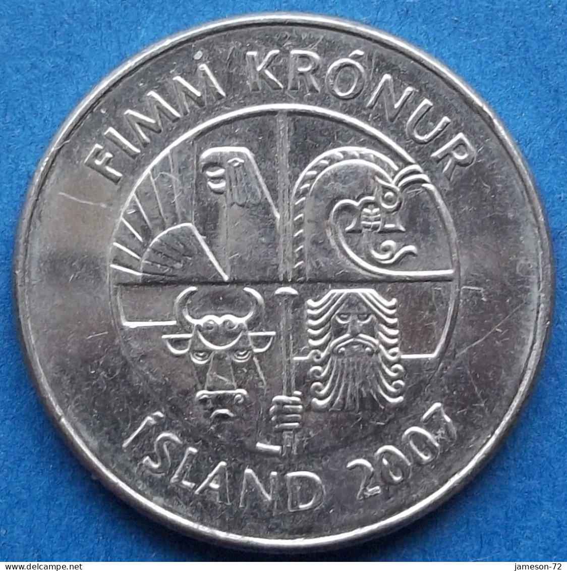 ICELAND - 5 Kronur 2007 "Two Dolphins" KM# 28a Monetary Reform (1981) - Edelweiss Coins - Iceland